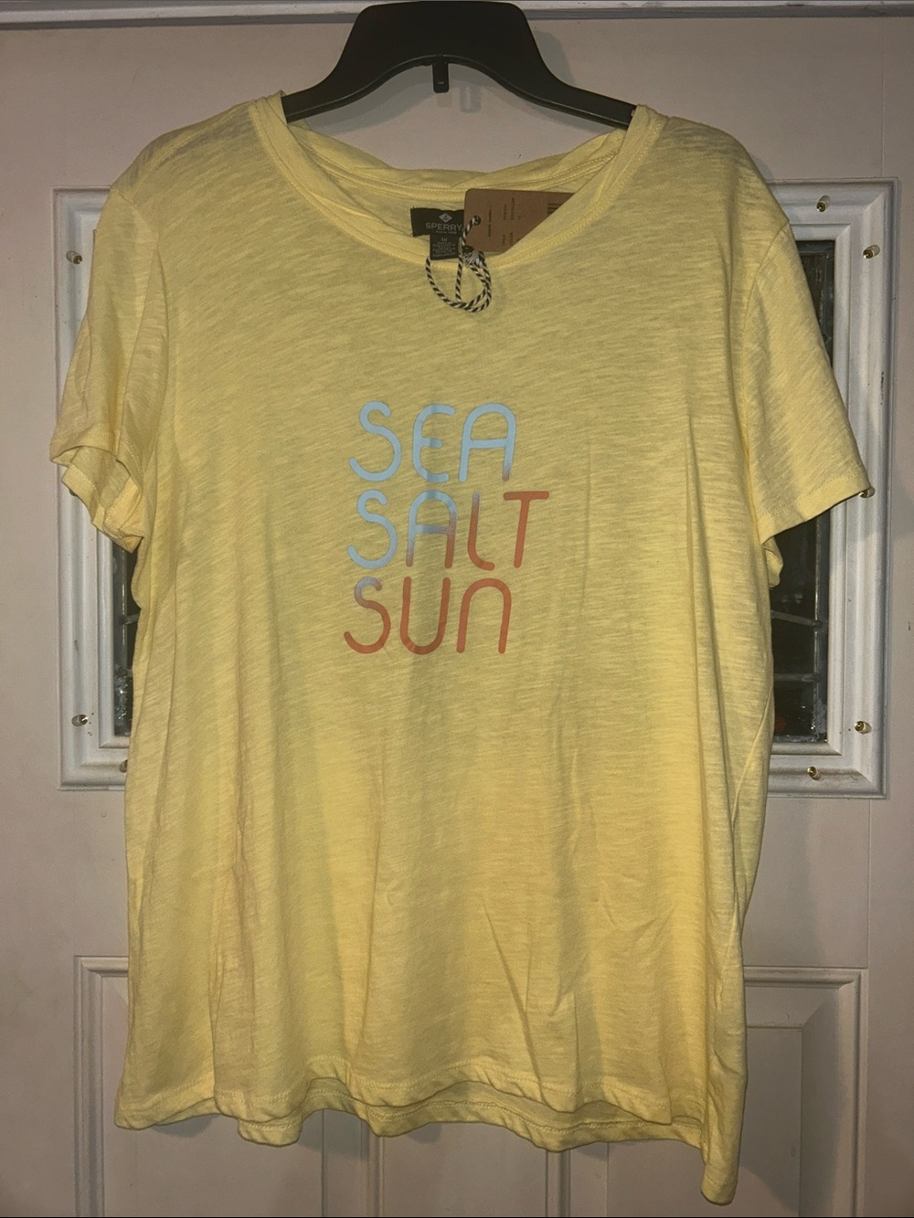 Sperry Yellow 'Sea Salt Sun' Graphic Tee Braided collar 1x